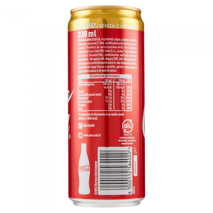 COCA COLA SENZA CAFFEINA LATTINA CL33