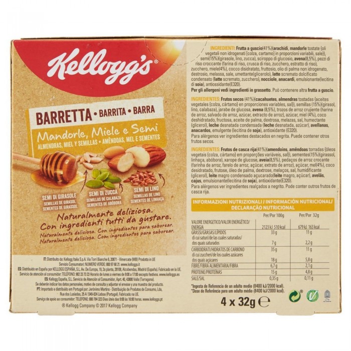 KELLOGG'S MANDORLA E MIELE X 4 GR.128