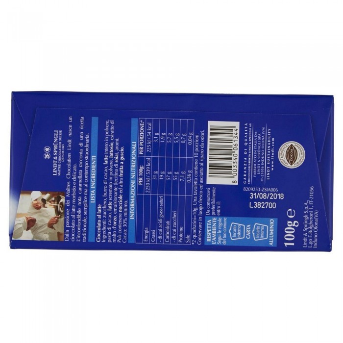 LINDT TAVOLETTA LATTE GR.100