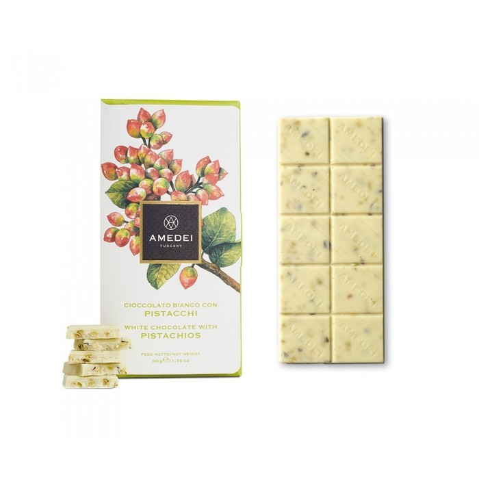 TAVOLETTA CIOCCOLATO BIANCO E PISTACCHIO AMEDEI G.50