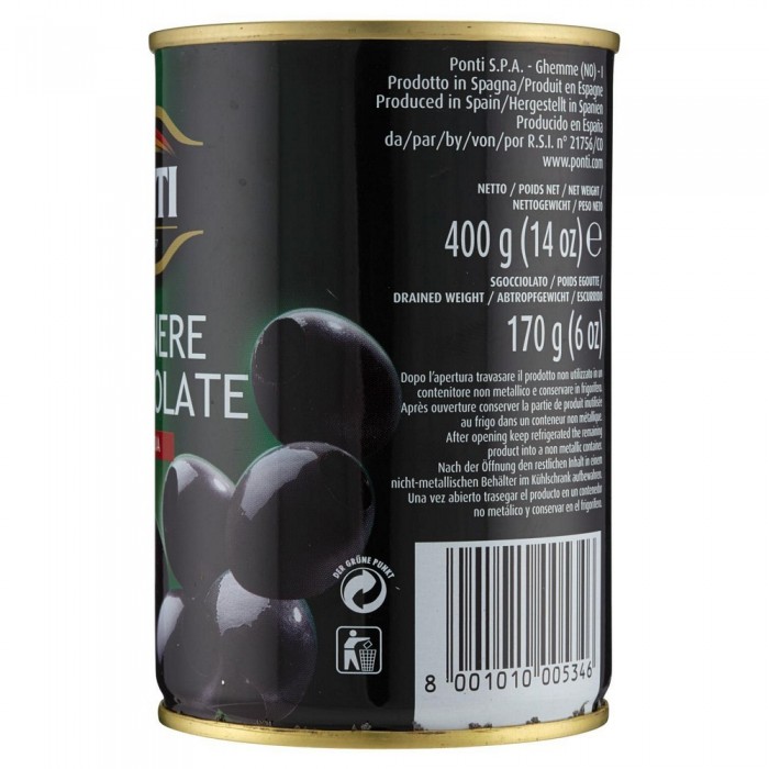 PONTI OLIVE NERE SNOCCIOLATE GR.400